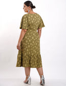 VESTIDO MIDI CREPE TEXTURA POÁ MUSGO