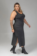 Vestido Listrado Plus Size