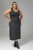 Vestido Listrado Plus Size