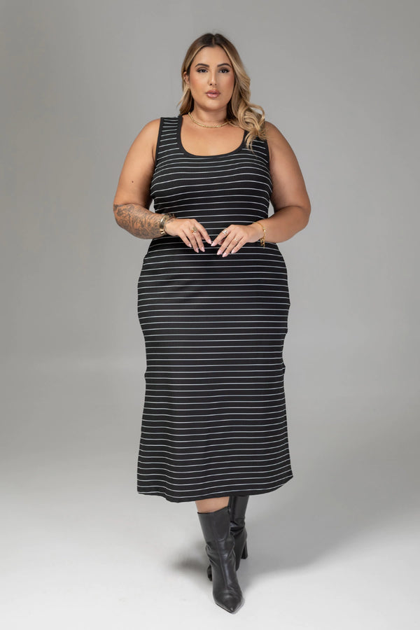 Vestido Listrado Plus Size