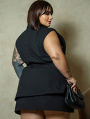 Conjunto Vivienne Blazer Colete e Short Saia Linha Premium