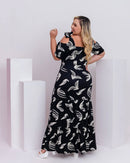 Vestido Folhagem Encanto em Malha de Viscose