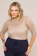 Blusa em Tule com Brilho Lia Bege