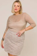 Blusa em Tule com Brilho Lia Bege