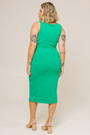 Vestido Midi Cancelado com Fenda Gabriela Verde