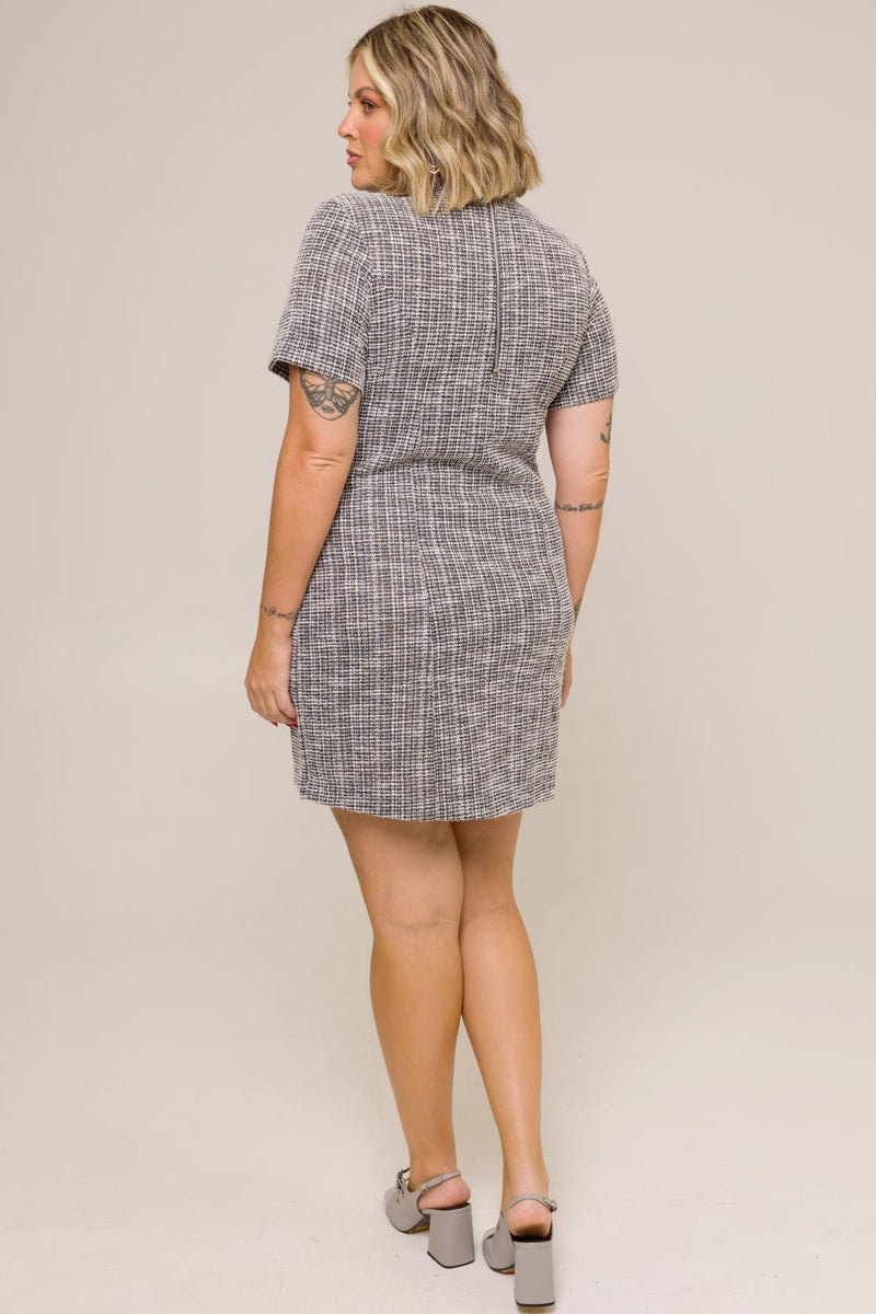 Vestido Curto Celine Tweed Cinza