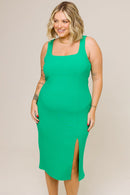 Vestido Midi Cancelado com Fenda Gabriela Verde