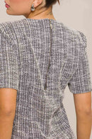 Vestido Curto Celine Tweed Cinza