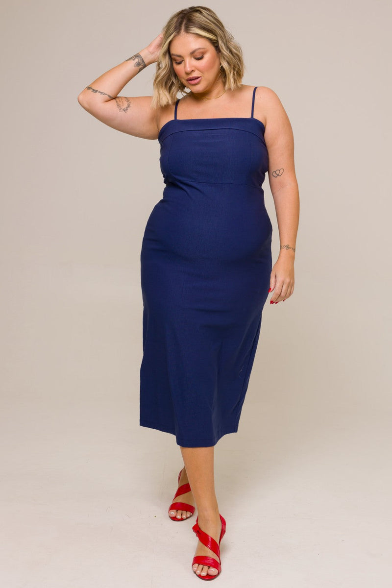 Vestido Midi Plus Size Alfaiataria Karina Marinho Cess