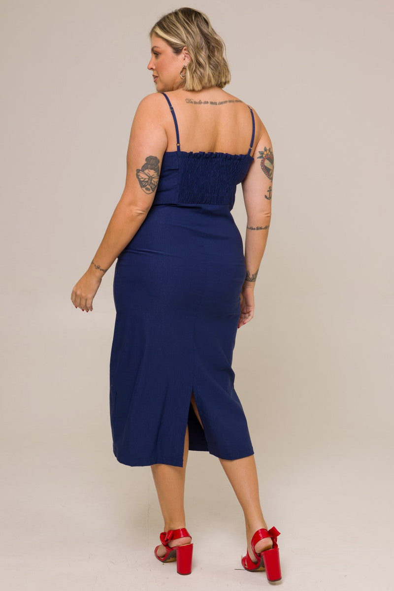 Vestido Midi Plus Size Alfaiataria Karina Marinho Cess