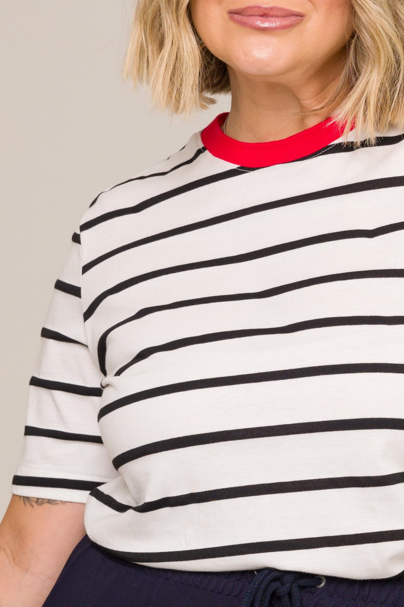 Blusa T-shirt Plus Size Sandra Listrado Cess