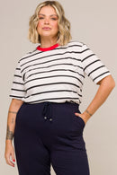 Blusa T-shirt Plus Size Sandra Listrado Cess