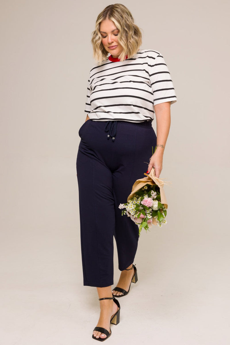 Blusa T-shirt Plus Size Sandra Listrado Cess