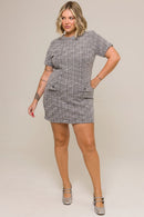 Vestido Curto Celine Tweed Cinza