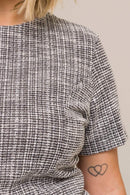 Vestido Curto Celine Tweed Cinza