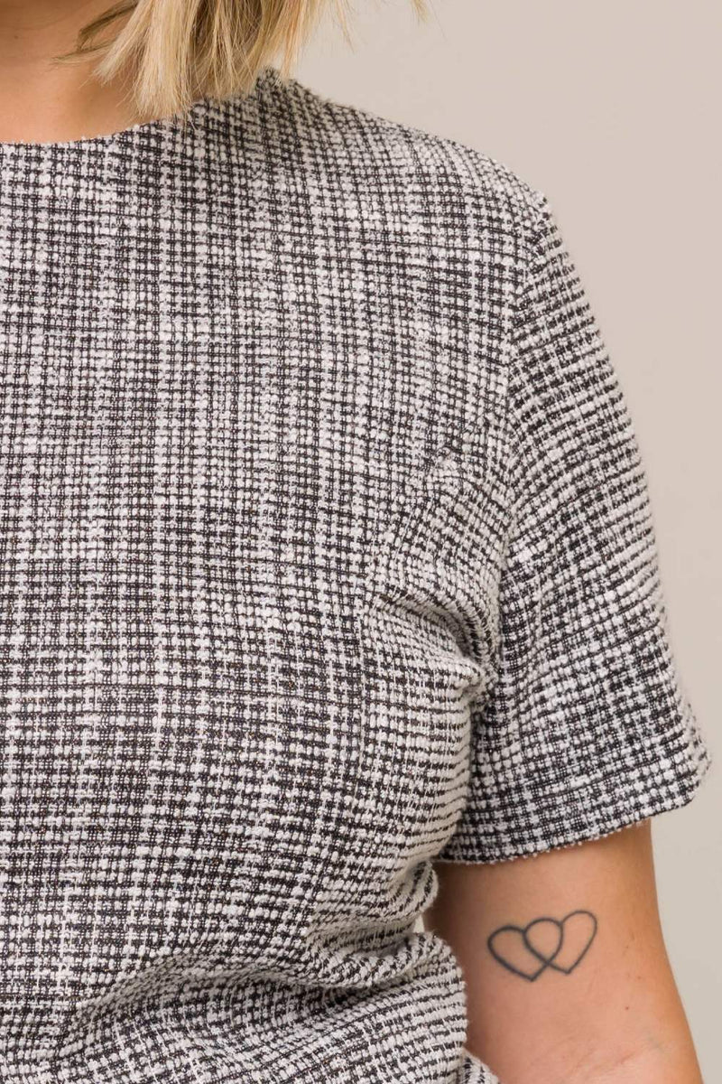 Vestido Curto Celine Tweed Cinza