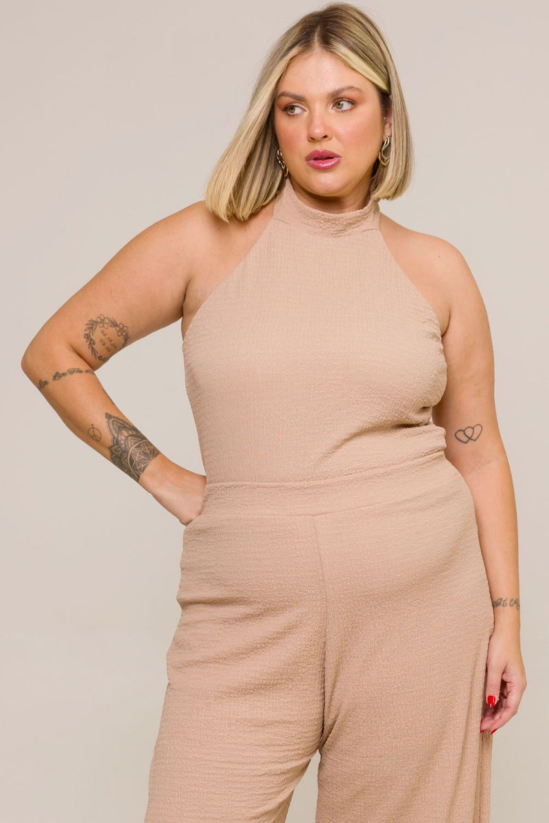 Blusa em Crepe Frente Única com Botões Ana Bege