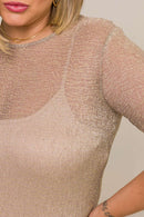 Blusa em Tule com Brilho Lia Bege