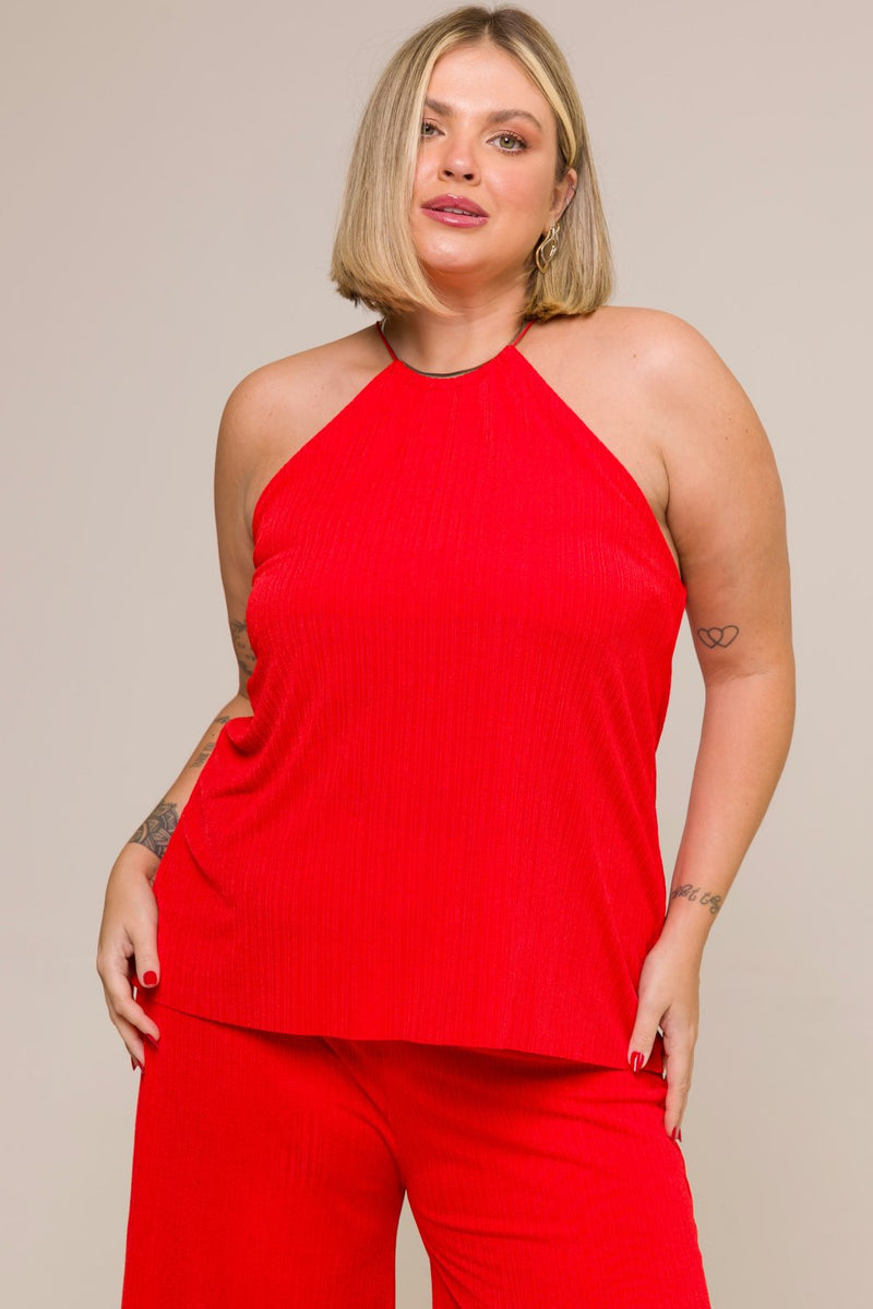 Regata Plissada Lais Vermelho