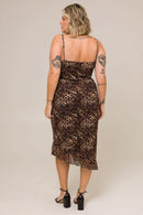 Vestido Midi Samara com Babado Animal Print