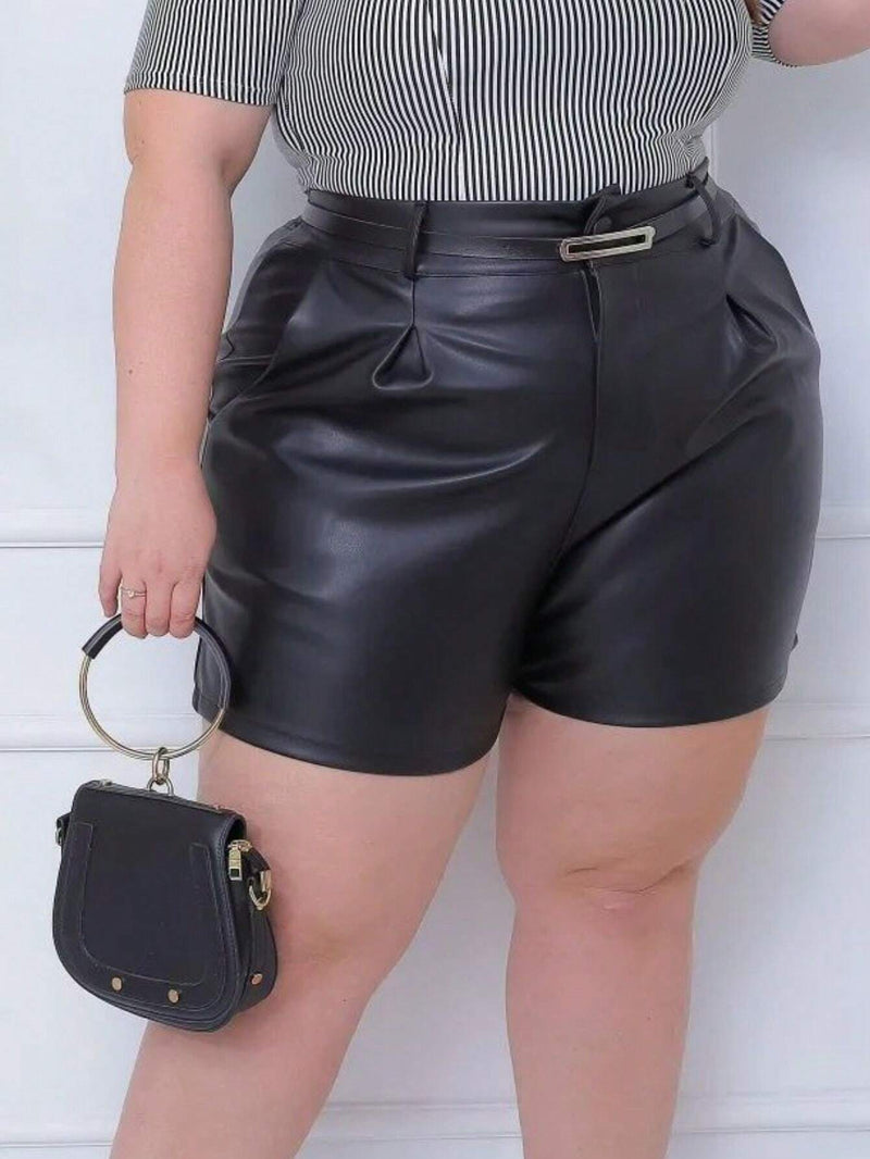 Conjunto Blusinha Short Couro Courino com cinto