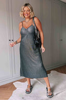 Vestido Midi Jade em Lurex Prata