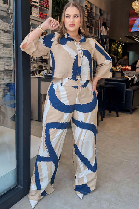 Conjunto Cécile Girard Camisa e Calça Azul