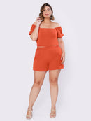 Conjunto de Shorts e Blusa Ombro a Ombro Curve Feminino Leve