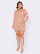 Conjunto de Shorts e Blusa Ombro a Ombro Curve Feminino Leve