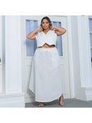 Conjunto Cambuhy colete com botoes e saia Alfaiataria