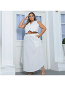 Conjunto Cambuhy colete com botoes e saia Alfaiataria