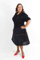 Vestido Preto Viscolinho Det Vermelho